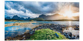 Foam board print Nordic Light - Lofoten Islands panorama