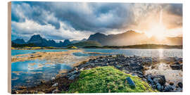 Hout print Nordic Light - Lofoten Islands panorama