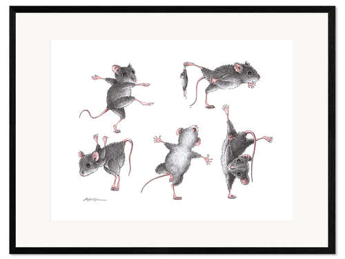 Kunsttryk i ramme Gymnastics Mice