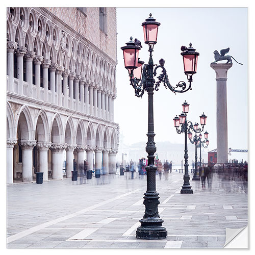 Selvklebende plakat St. Mark's Square in Venice in Winter