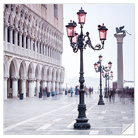 Selvklebende plakat St. Mark's Square in Venice in Winter