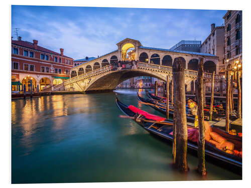 Tableau en PVC Pont du Rialto à Venise la nuit