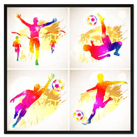 Gerahmter Kunstdruck Fußball und Gewinner Silhouette