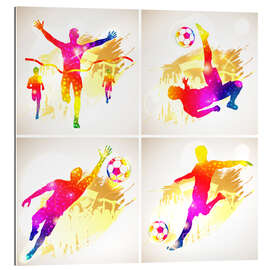 Tableau en plexi-alu Silhouettes de footballeur et de vainqueur