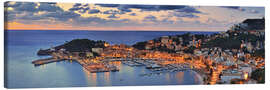 Tableau sur toile  Port Soller Mallorca at night - FineArt Panorama
