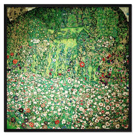 Gerahmter Kunstdruck Gartenlandschaft mit Bergkuppe