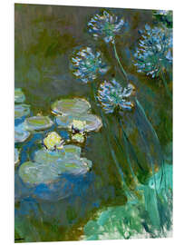 Foam board print Nympheas et Agapanthes (Waterlillies a. Agapanthus)