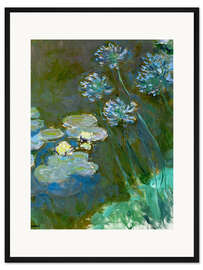 Gerahmter Kunstdruck Seerosen und Agapanthus
