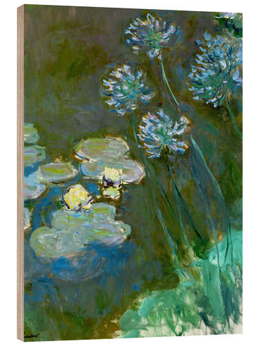 Trätavla Nympheas et Agapanthes (Waterlillies a. Agapanthus)