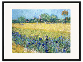 Gerahmter Kunstdruck Arles mit Irisblüten im Vordergrund