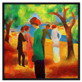 Gerahmter Kunstdruck Dame in grüner Jacke