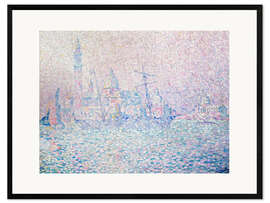 Impression artistique encadrée Île de San Giorgio, Brume Rose, Venise