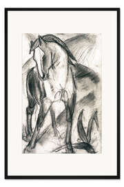 Gerahmter Kunstdruck Junges Pferd in Berglandschaft