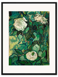 Gerahmter Kunstdruck Rosen und ein Käfer
