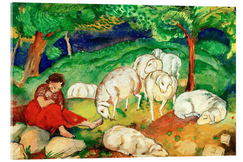 Akrylglastavla Shepherdess with sheep