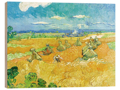 Hout print Wheat Field with Reaper