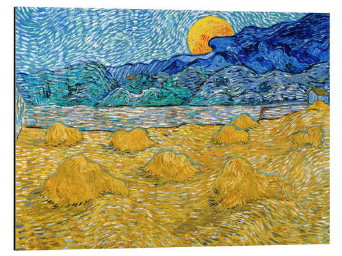 Stampa su alluminio Paesaggio di sera con luna