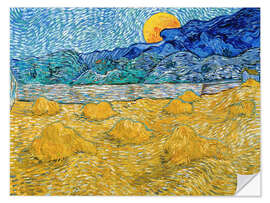 Wandsticker Abendlandschaft bei Mondaufgang - Vincent van Gogh