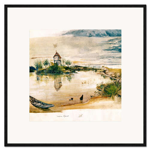 Plakat artystyczny premium w ramie House at fishpond