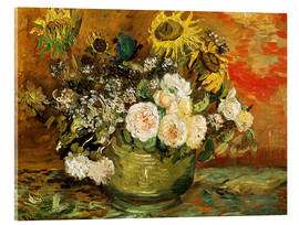 Akrylglastavla  Roses and sunflowers - Vincent van Gogh