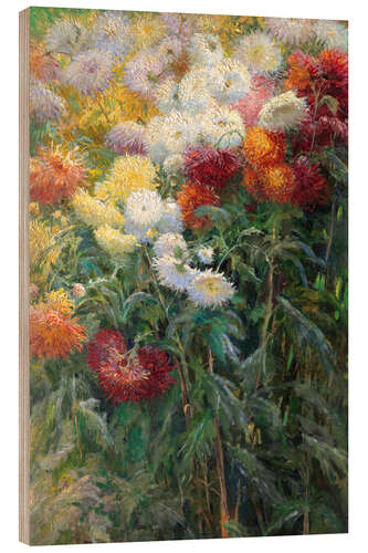 Wood print Chrysanthemums