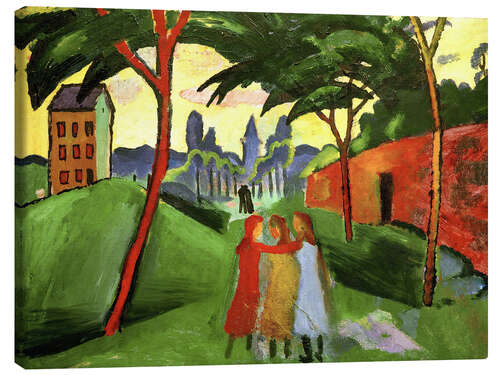 Quadro em tela Landscape with Three Girls