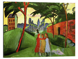 Magnettafel Landschaft mit drei Mädchen