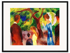 Gerahmter Kunstdruck Große Promenade: Leute im Garten