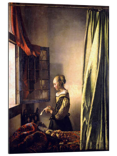 Gallery print Girl reading a letter at an open window