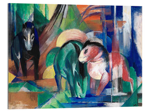 Gallery print Three horses at the watering