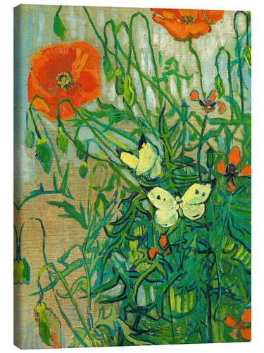 Canvas print Butterflies and poppies