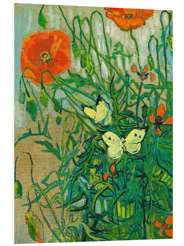 Foam board print Butterflies and poppies