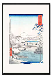 Gerahmter Kunstdruck Flussufer bei Sukiya in Edo