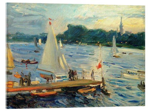 Akrylbilde Sailboats on the Alster Lake in the evening