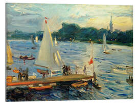 Magnettafel Segelboote auf der Alster am Abend