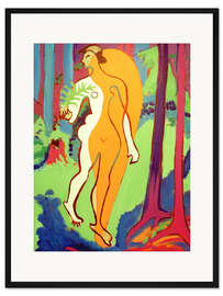 Gerahmter Kunstdruck Akt in Orange und Gelb