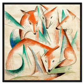 Gerahmter Kunstdruck Vier Füchse