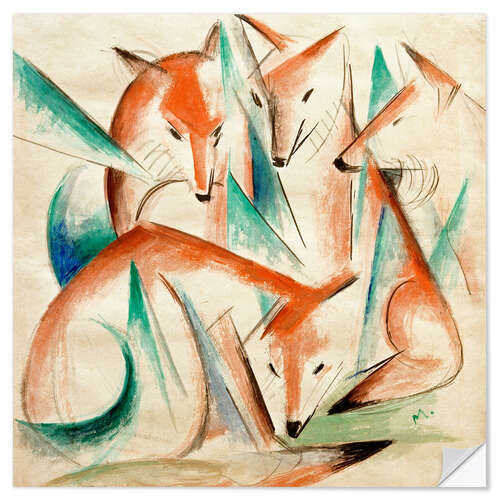 Selvklæbende plakat Four foxes