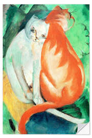 Muursticker Cats, red and white