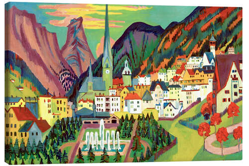 Tableau sur toile Davos et son église