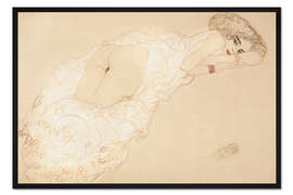 Gerahmter Kunstdruck Auf dem Bauch liegender Akt