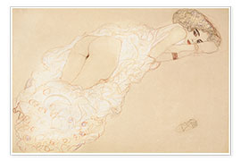 Taulu  Reclining Nude Lying on Her Stomach and Facing Right - Gustav Klimt