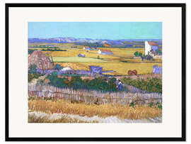 Framed art print Harvest Landscape with Blue Cart
