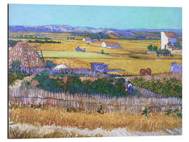 Magnettafel Erntelandschaft mit blauem Wagen