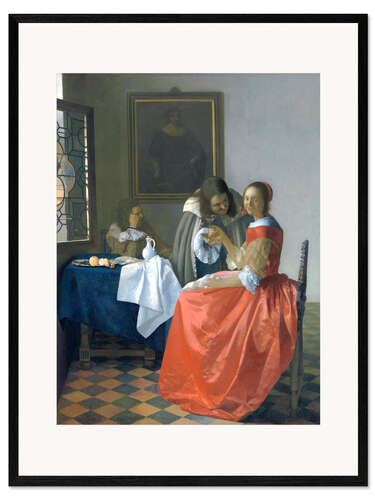Framed art print The girl with the wine glass