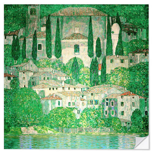 Selvklebende plakat Church in Cassone (Landscape with Cypresses)