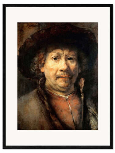 Ingelijste kunstdruk Rembrandt - Zelfportret met baret (ongeveer 1657)