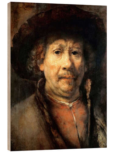 Wood print Rembrandt, the small self-portrait