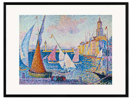 Impression artistique encadrée Bateaux à voile dans le port de Saint-Tropez