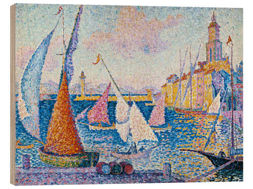 Tableau en bois Bateaux à voile dans le port de Saint-Tropez